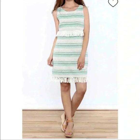 Cupcakes & Cashmere | Mint & Cream Martini Tassel Shift Dress Size Small S - Picture 5 of 5
